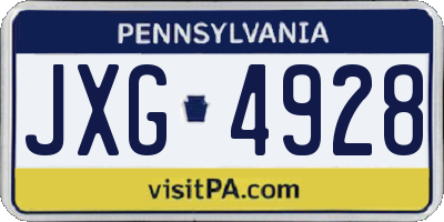 PA license plate JXG4928