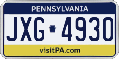 PA license plate JXG4930