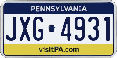 PA license plate JXG4931