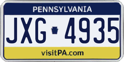 PA license plate JXG4935