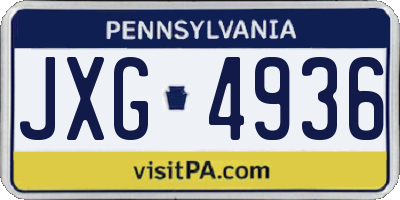 PA license plate JXG4936