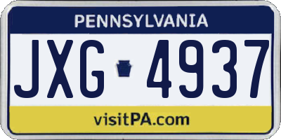 PA license plate JXG4937
