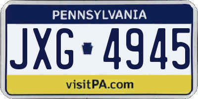 PA license plate JXG4945