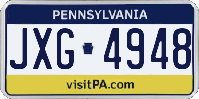 PA license plate JXG4948