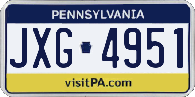 PA license plate JXG4951