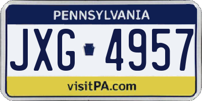 PA license plate JXG4957