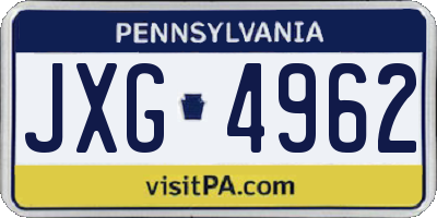 PA license plate JXG4962