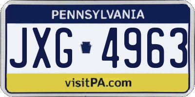 PA license plate JXG4963