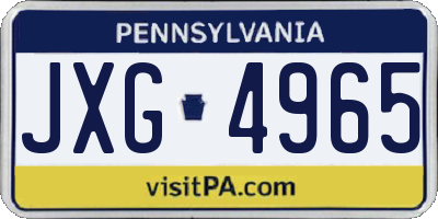 PA license plate JXG4965