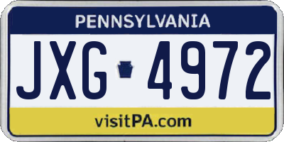 PA license plate JXG4972
