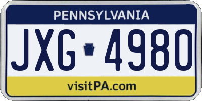 PA license plate JXG4980