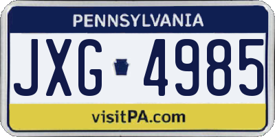 PA license plate JXG4985
