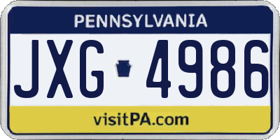PA license plate JXG4986