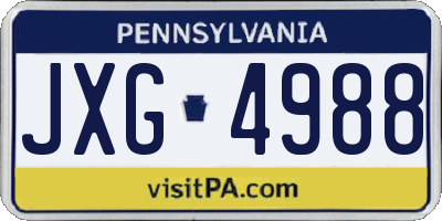 PA license plate JXG4988