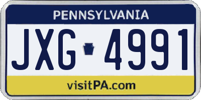 PA license plate JXG4991
