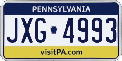 PA license plate JXG4993