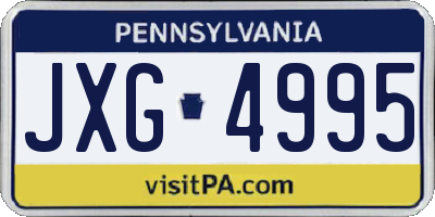 PA license plate JXG4995