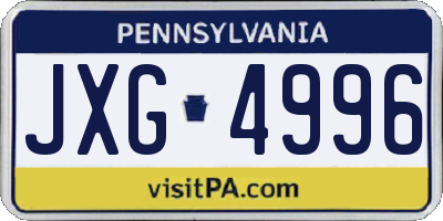 PA license plate JXG4996