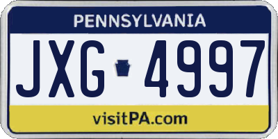 PA license plate JXG4997