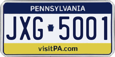 PA license plate JXG5001