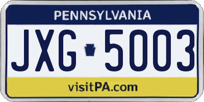 PA license plate JXG5003