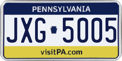 PA license plate JXG5005
