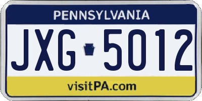PA license plate JXG5012