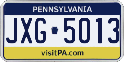 PA license plate JXG5013