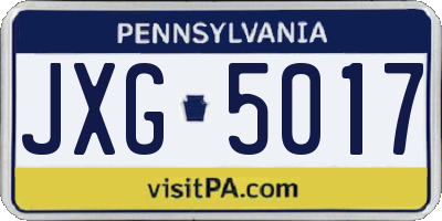 PA license plate JXG5017