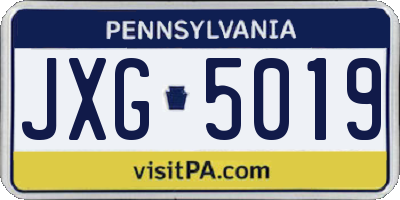 PA license plate JXG5019