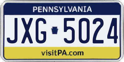 PA license plate JXG5024