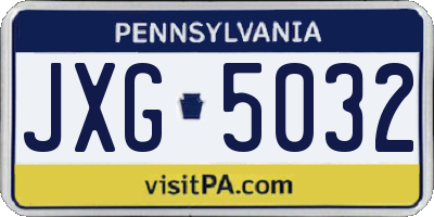 PA license plate JXG5032