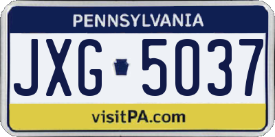 PA license plate JXG5037