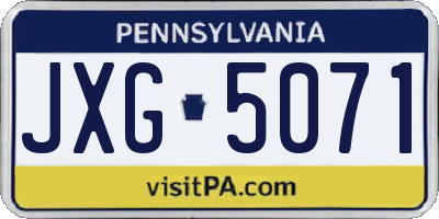 PA license plate JXG5071