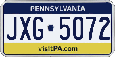 PA license plate JXG5072