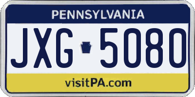 PA license plate JXG5080