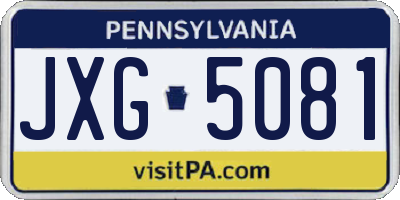 PA license plate JXG5081