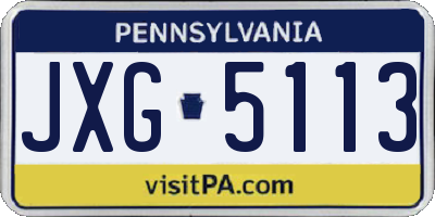 PA license plate JXG5113