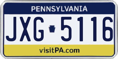 PA license plate JXG5116