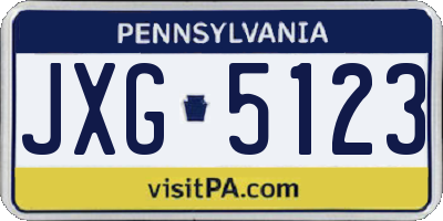 PA license plate JXG5123