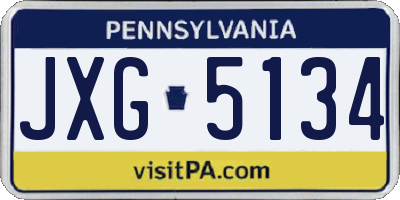 PA license plate JXG5134