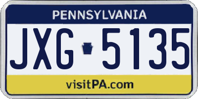 PA license plate JXG5135