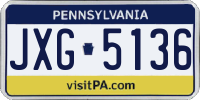 PA license plate JXG5136