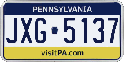 PA license plate JXG5137