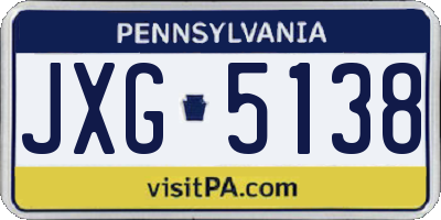 PA license plate JXG5138