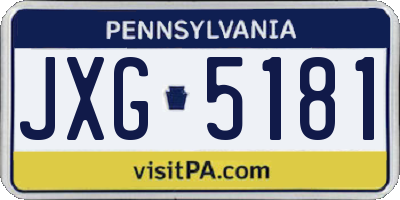 PA license plate JXG5181