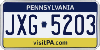 PA license plate JXG5203