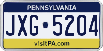 PA license plate JXG5204