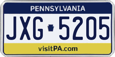 PA license plate JXG5205