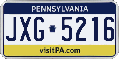 PA license plate JXG5216